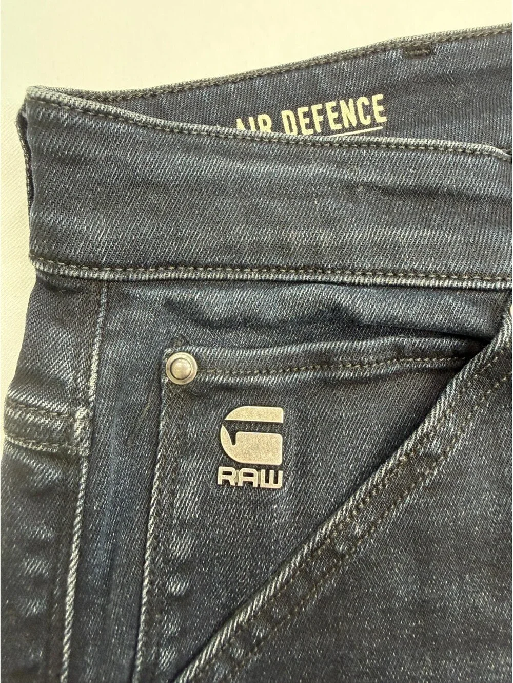 G Raw Air Defence Men Skinny Jeans Moto Zip Size 34 Dark Blue